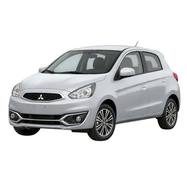 silver 2018 Mitsubishi Space Star front three-quarter (facing left) view
