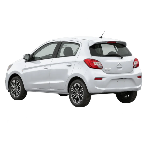 silver 2018 Mitsubishi Space Star rear three-quarter (facing left) view