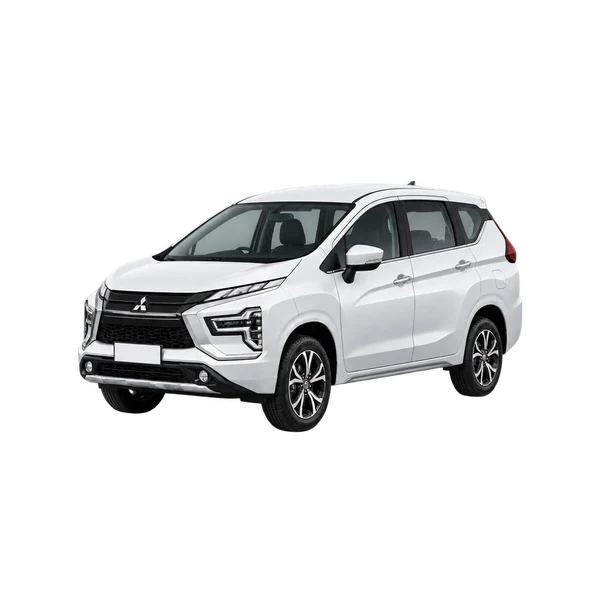 white 2026 Mitsubishi Xpander front three-quarter (facing left) view