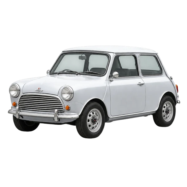 MORRIS MINI 2022 — Front three-quarter (facing left), silver