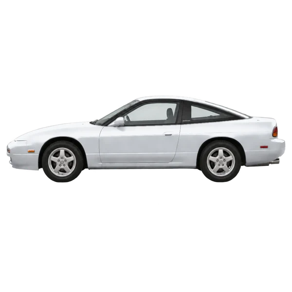 Nissan 240SX 1991 باللون فضي، منظر جانبي (متجه إلى اليسار)