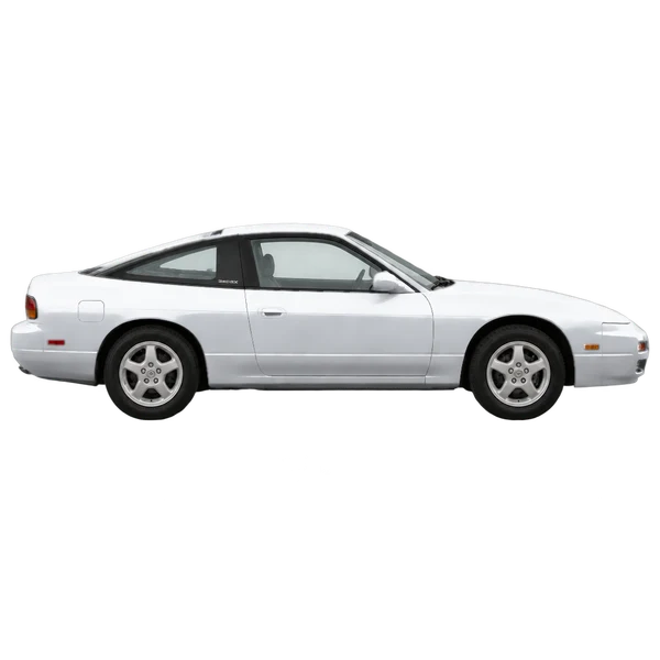Nissan 240SX 1991 باللون فضي، منظر منظر جانبي (باتجاه اليمين)