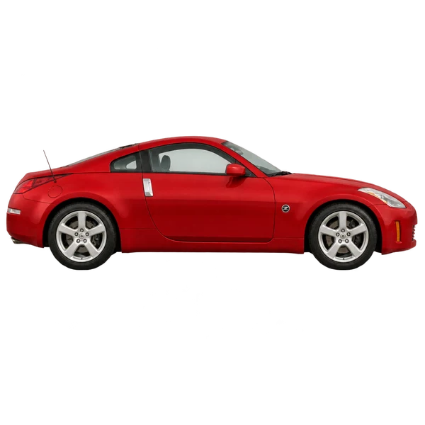 Nissan 350Z 2009 vermelho, vista lateral (voltada para a direita)