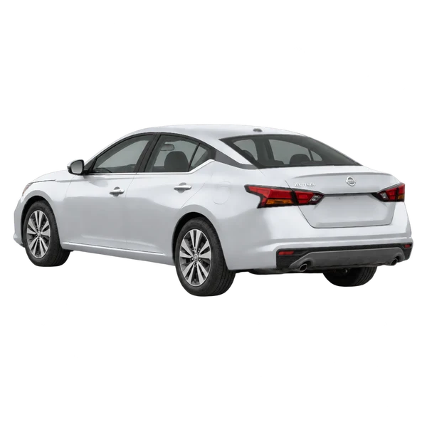 2021 Nissan Altima in Silber, Ansicht: Dreiviertelansicht von hinten (nach links gerichtet)