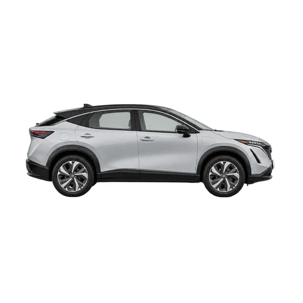 Nissan Ariya 2025 prata, vista lateral (voltada para a direita)
