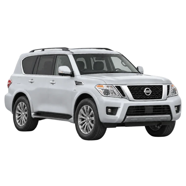 Nissan Armada 2021 باللون فضي، منظر زاوية ثلاثة أرباع أمامية (باتجاه اليمين)