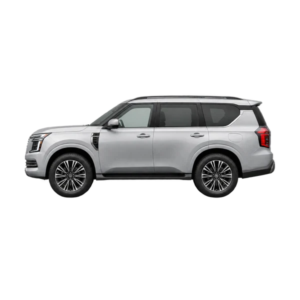 Nissan Armada 2025 prata, vista lateral (voltada para a esquerda)