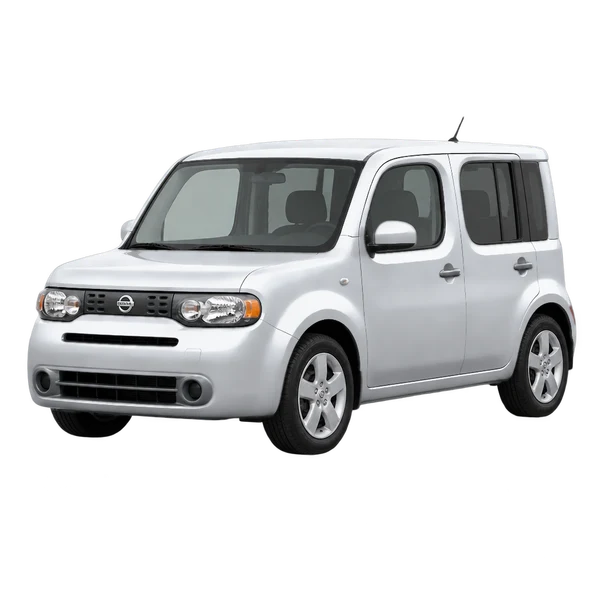 2014 Nissan Cube in Silber, Ansicht: Dreiviertelansicht vorne (nach links gerichtet)