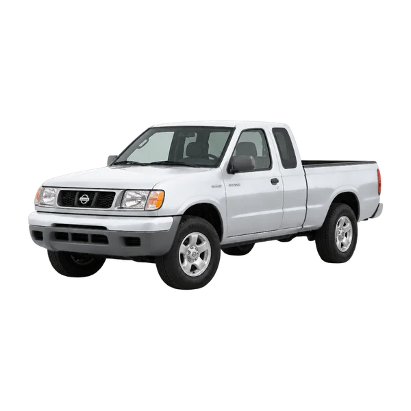 silver 1998 Nissan Frontier front three-quarter (facing left) view