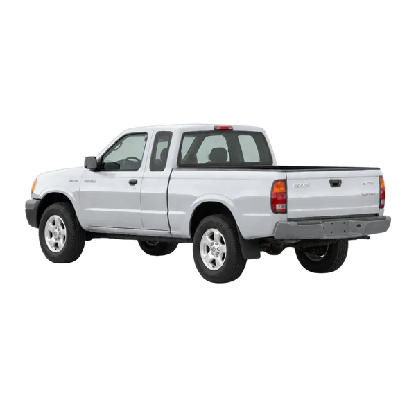 silver 1998 Nissan Frontier rear three-quarter (facing left) view