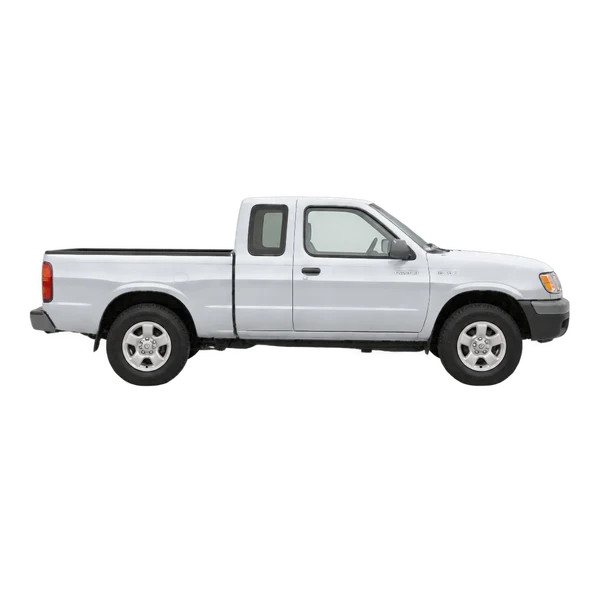 Nissan Frontier 2000 prata, vista lateral (voltada para a direita)