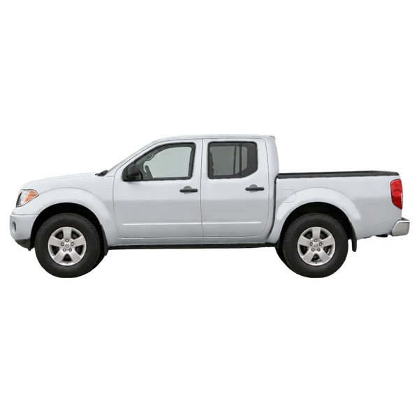 Nissan Frontier 2011 en plateado, vista lateral (mirando a la izquierda)