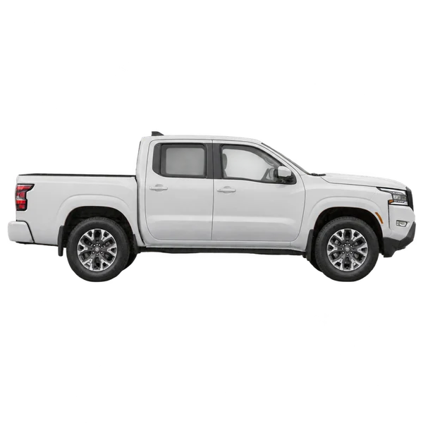 Nissan Frontier 2024 branco, vista lateral (voltada para a direita)