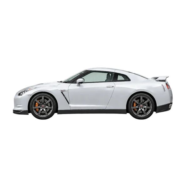 silver 2009 Nissan GT-R side (facing left) view