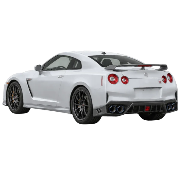silver 2026 Nissan GT-R rear three-quarter (facing left) view