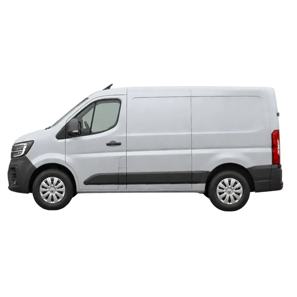 Nissan Interstar-E 2025 argent, vue côté (vers la gauche)