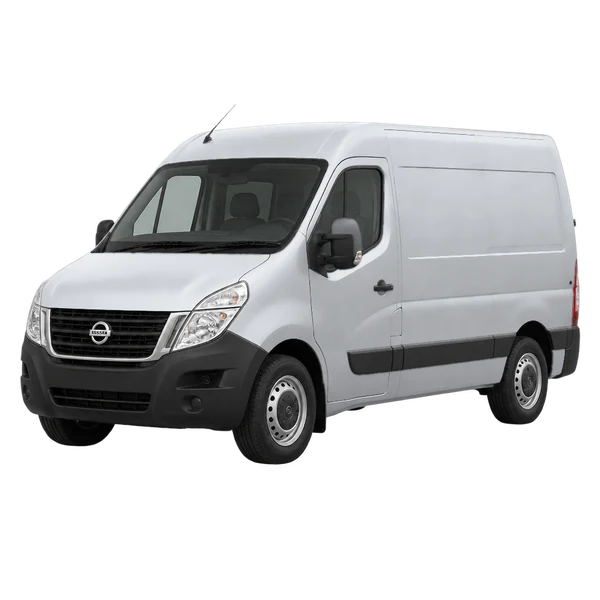 Nissan Interstar 2010 prata, vista dianteira em três quartos (voltada para a esquerda)