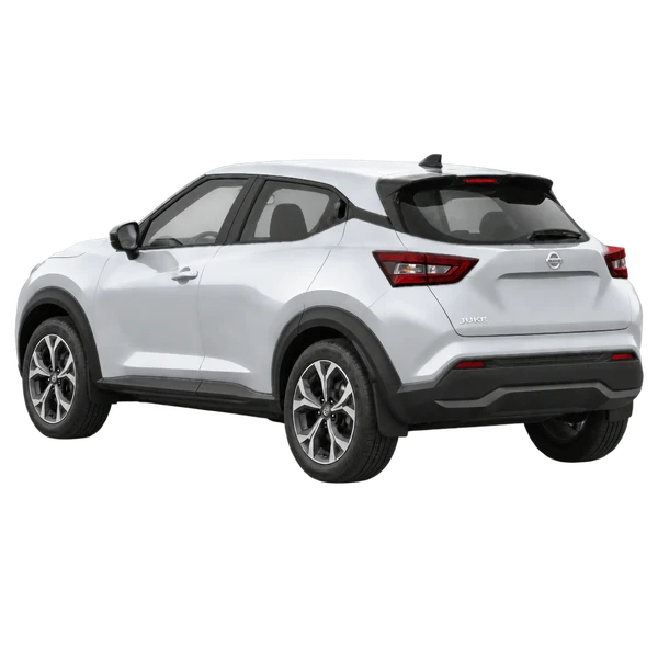 silver 2021 Nissan Juke rear three-quarter (facing left) view