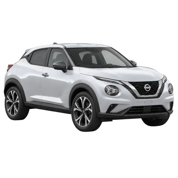 シルバーの2025 Nissan Juke(フロントスリークォーター(右向き)ビュー)