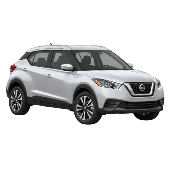Nissan Kicks 2018 prata, vista dianteira em três quartos (voltada para a esquerda)
