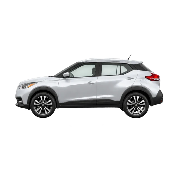 Nissan Kicks 2019 prata, vista lateral (voltada para a esquerda)