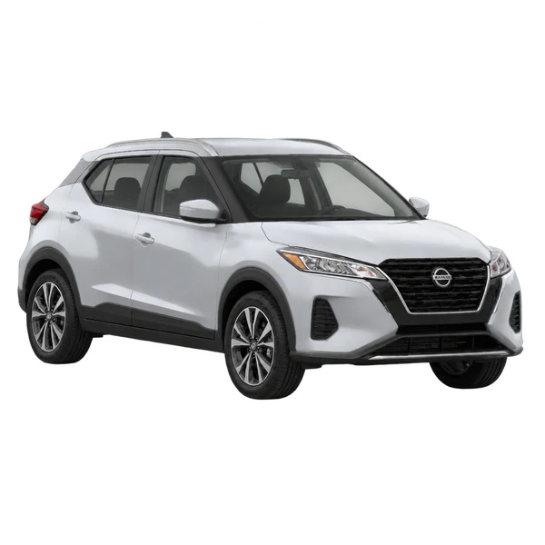 Nissan Kicks 2021 prata, vista dianteira em três quartos (voltada para a esquerda)