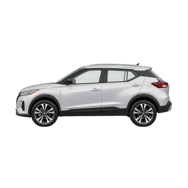 Nissan Kicks 2021 prata, vista lateral (voltada para a esquerda)
