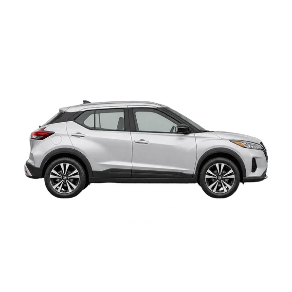Nissan Kicks 2021 prata, vista lateral (voltada para a direita)