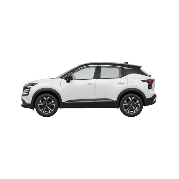 Nissan Kicks 2025 branco, vista lateral (voltada para a esquerda)