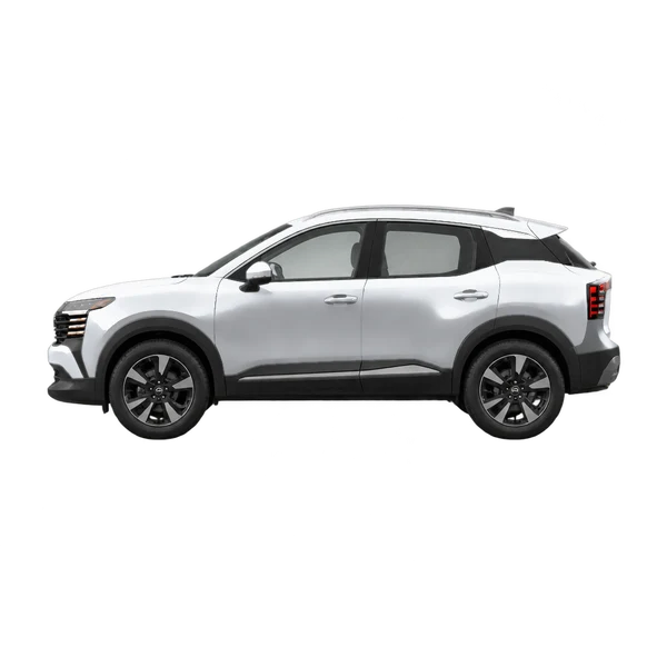 Nissan Kicks 2026 prata, vista lateral (voltada para a esquerda)