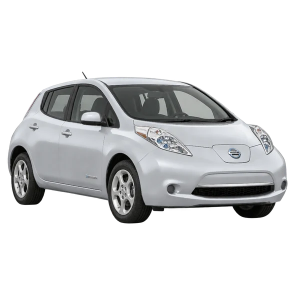 2011 Nissan Leaf in Silber, Ansicht: Dreiviertelansicht vorne (nach links gerichtet)