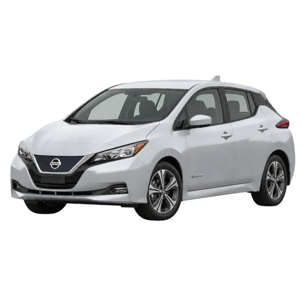 2018 Nissan Leaf in Silber, Ansicht: Dreiviertelansicht vorne (nach links gerichtet)