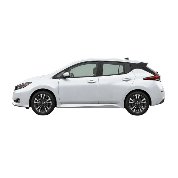 Nissan Leaf 2027 argent, vue côté (vers la gauche)