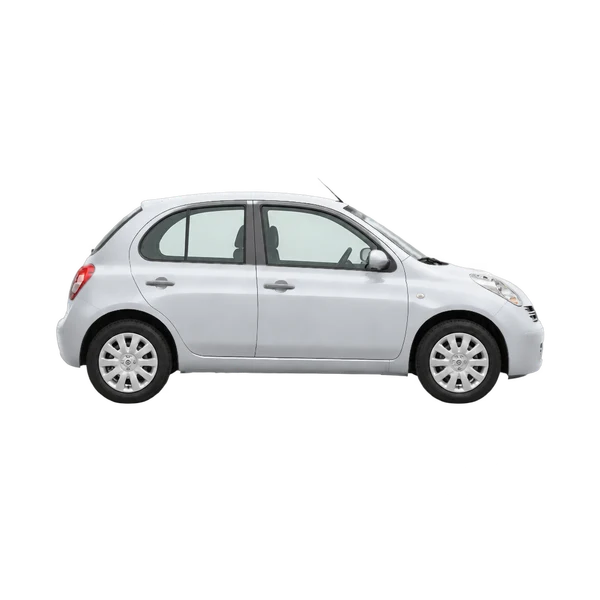 Nissan March 2004 prata, vista lateral (voltada para a direita)