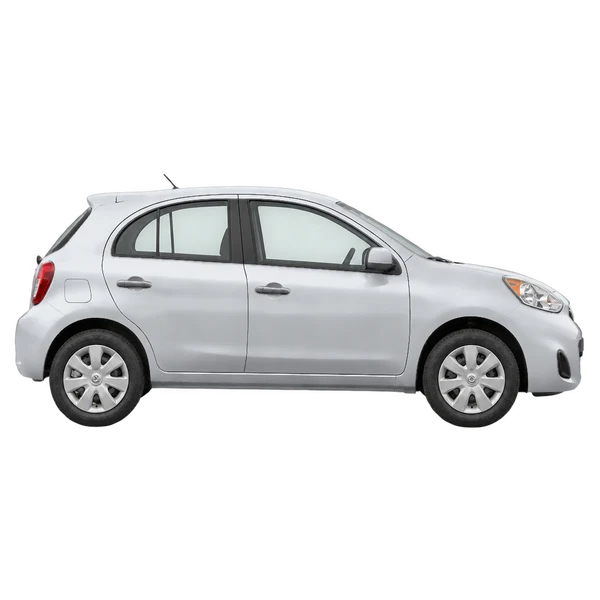 Nissan March 2013 prata, vista lateral (voltada para a direita)