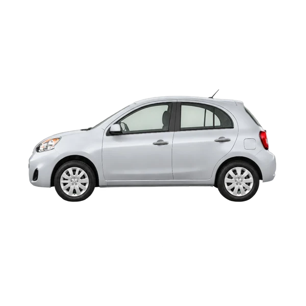 Nissan March 2014 prata, vista lateral (voltada para a esquerda)