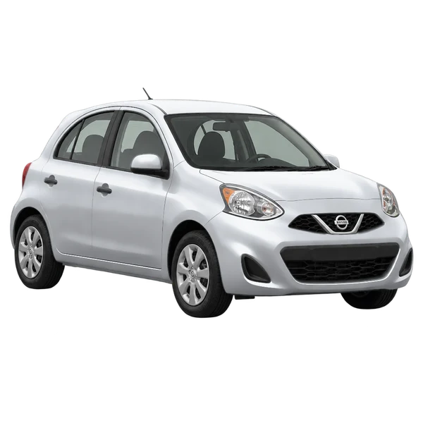 Nissan March 2016 prata, vista dianteira em três quartos (voltada para a esquerda)
