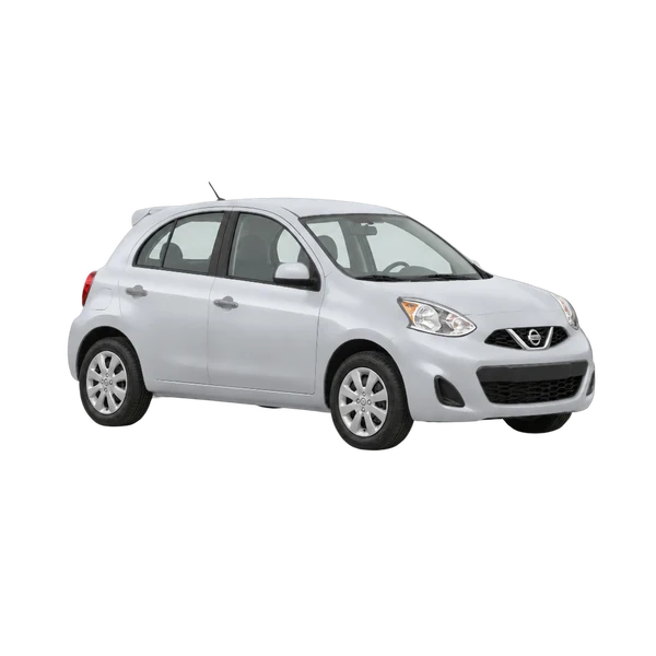 Nissan March 2016 prata, vista três quartos dianteiro (voltado para a direita)