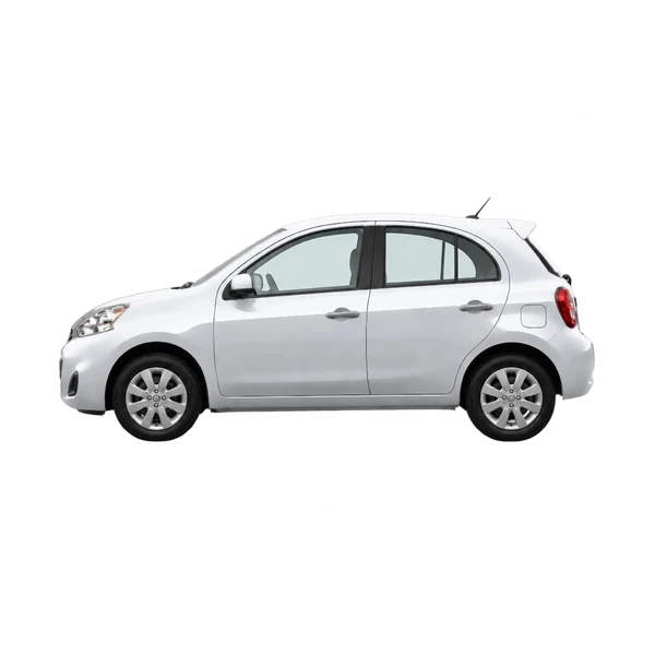 Nissan March 2016 prata, vista lateral (voltada para a esquerda)