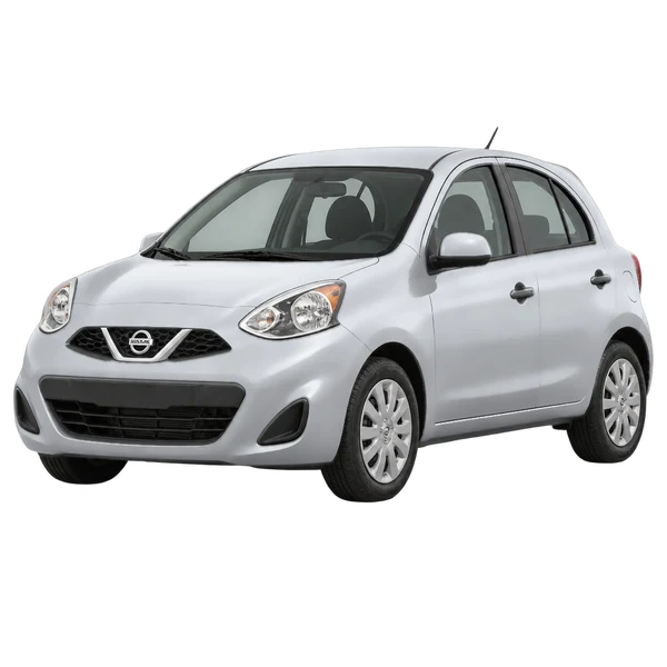 Nissan March 2017 argent, vue trois-quarts avant (orienté vers la gauche)
