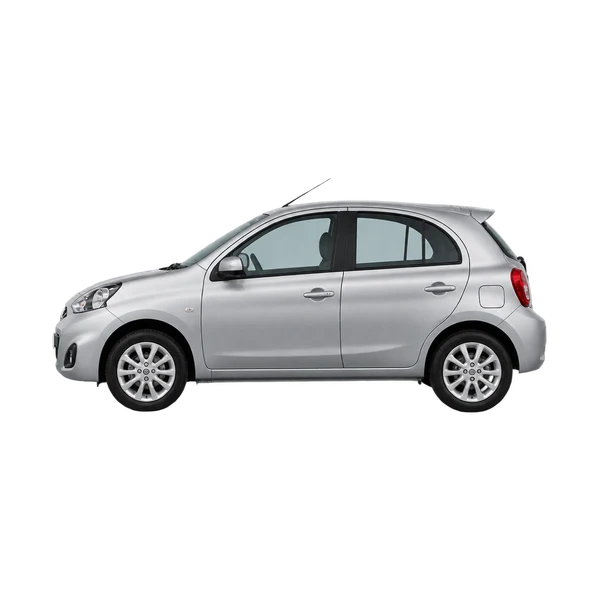 Nissan March 2017 prata, vista lateral (voltada para a esquerda)