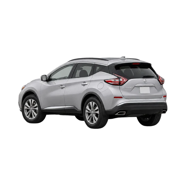 Nissan Murano 2021 باللون فضي، منظر ثلاثة أرباع خلفي (باتجاه اليسار)