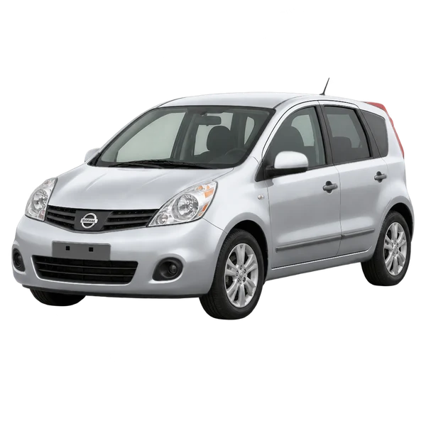 シルバーの2008 Nissan Note(フロントスリークォーター(左向き)ビュー)