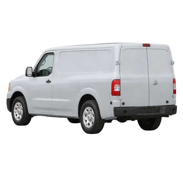 2012 Nissan NV in Silber, Ansicht: Dreiviertelansicht von hinten (nach links gerichtet)