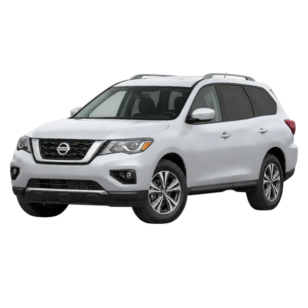 silver 2017 Nissan Pathfinder front three-quarter (facing left) view