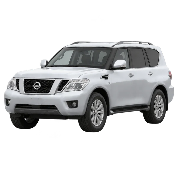 Nissan Patrol 2016 prata, vista dianteira em três quartos (voltada para a esquerda)