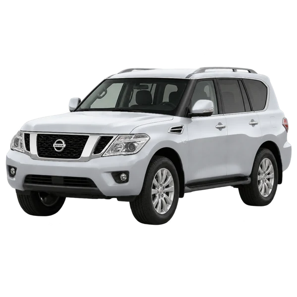 Nissan Patrol 2017 prata, vista dianteira em três quartos (voltada para a esquerda)