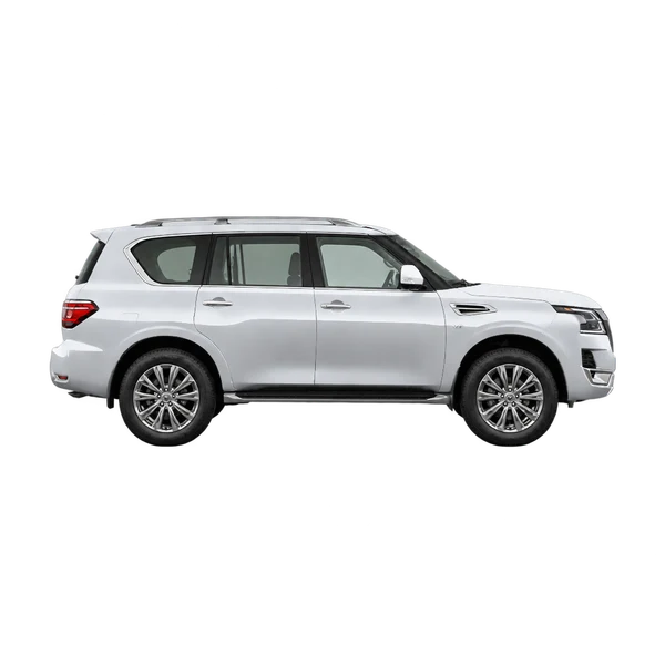 Nissan Patrol 2020 prata, vista lateral (voltada para a direita)