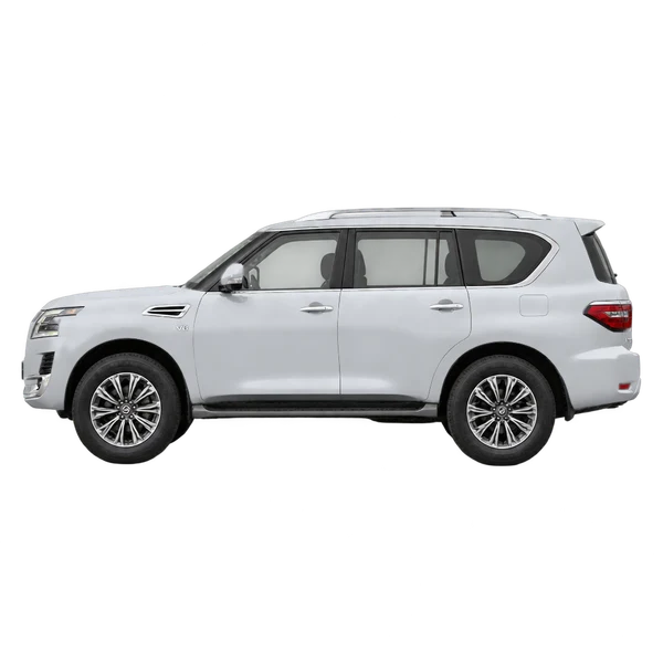 Nissan Patrol 2022 prata, vista lateral (voltada para a esquerda)