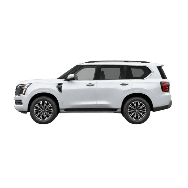 Nissan Patrol 2025 prata, vista lateral (voltada para a esquerda)